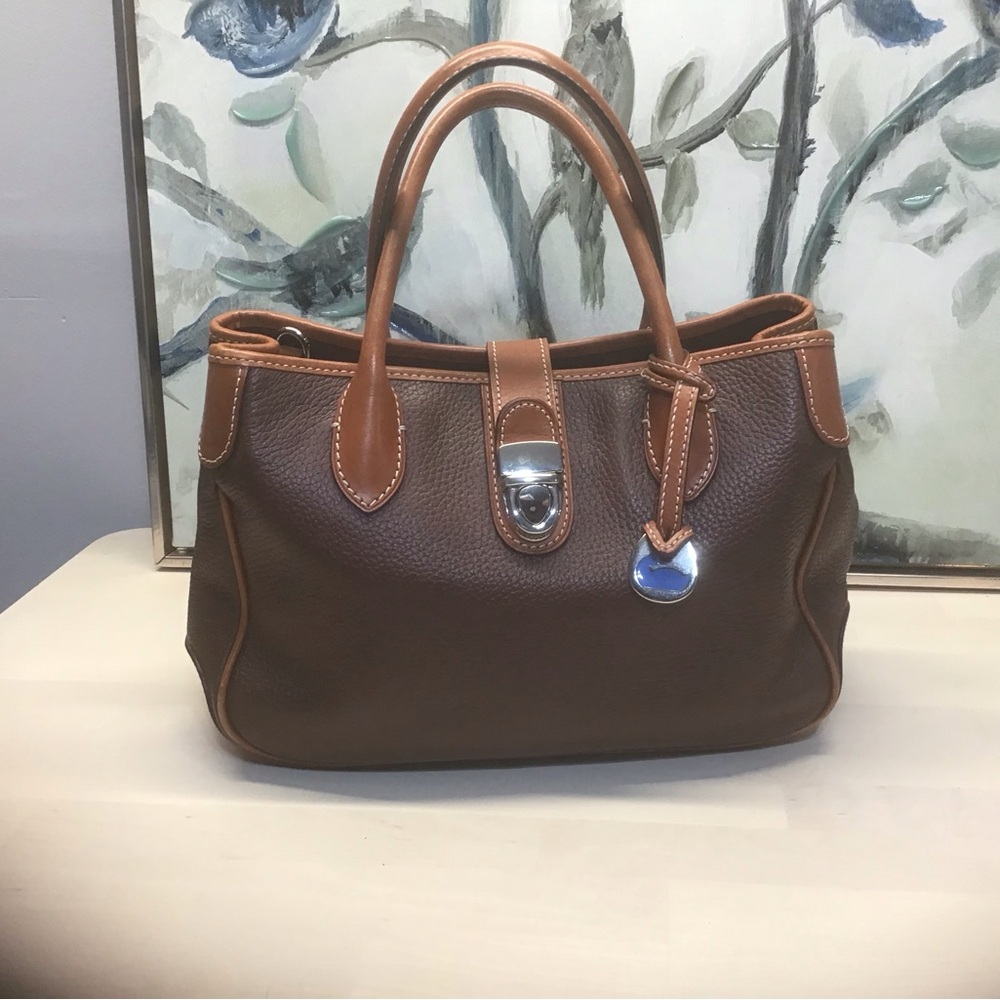 Dooney & Bourke Brown and Tan Satchel Vintage Leather Crossbody
